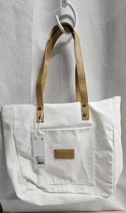 Nuevo con etiquetas Bolso de Mano Cozy Earth Blanco Lona Tostado Imitación Cuero - Imagen 1 de 4