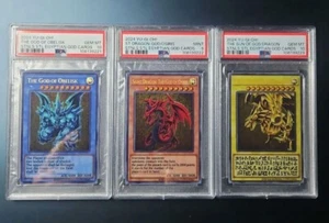 YuGiOh PSA 9 10 Stainless Steel Egyptian God Card Set Obelisk Slifer Ra Serial - Picture 1 of 2