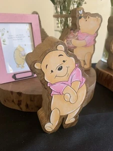 Handmade Winnie The Pooh It’s A Girl Set Of 7 Wooden Baby Shower Centerpieces - Picture 1 of 7