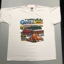 Vintage Y2K 2000 Gears & Ears Car Show Double Sided FOTL 50/50 Large T Shirt Vtg