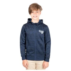 Ultra Game Boy's Los Angeles Rams Space Dye Full Zip Fleece Hoodie Blue Large - Picture 1 of 6