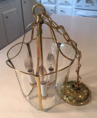 Lámpara colgante moderna de mediados de siglo de latón ~ colgante ~ entrada/pasillo Foto 1 de 4