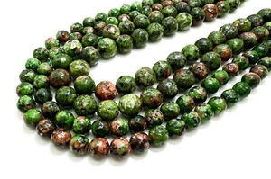 Green Jasper Faceted Polished Round 8mm 10mm Gemstone Beads - RNF133C - Picture 1 of 4