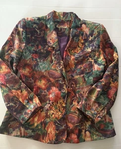 Chaqueta Blazer Adele Palmer Vintage Años 80 Para Mujer Forrada Talla 14 Colorida LEER - Imagen 1 de 9