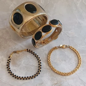 Lotto bracciale catena braccialetto vintage nero e oro metà secolo Trifari Monet - Foto 1 di 13