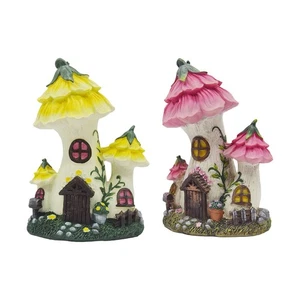 Mushrooms House Garden Statue Craft Garden Decor for Lawn Outdoor Terrarium - Picture 1 of 16