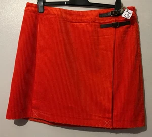 Boden Jumbo Corduroy Skirt Zip Fastening Faux Wrap Cord Lined 18 Uk NEW Red - Picture 1 of 6