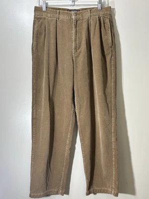 Pantalones Polo Ralph Lauren Vintage Para Hombre 32x30 Tostado Pana Plisados Hechos en EE. UU. 90s Foto 1 de 4