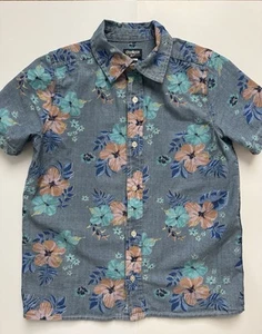 OshKosh B’gosh Big Kid Boys Floral Button-Down Short Sleeve Shirt Size 12/12A - Picture 1 of 4