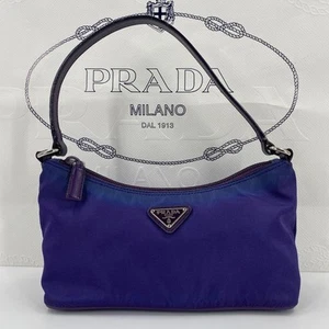 Prada Mini Accessoire Pouch Handtasche Lila Nylon Leder Tasche - Bild 1 von 11