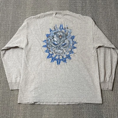 Vintage Top Heavy Skull Spider Web Long Sleeve T-Shirt XL Gray Y2K Skater - Image 1 of 4