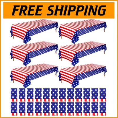 Stars & Stripes 54x108 Inch Patriotic Table Covers - Easy Clean, Spill Resistant - Image 1 of 4