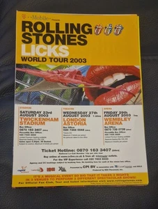 Rare Rolling Stones 2003 Licks UK Tour Concert Flyer Hand Bill Mint Condition - Picture 1 of 1