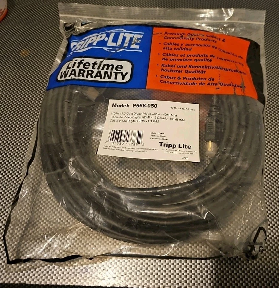 NUEVO, CABLE DE VIDEO TRIPP LITE P568-050, 50 FT, HDMI V 1.3, ENVÍO GRATUITO Foto 1 de 3