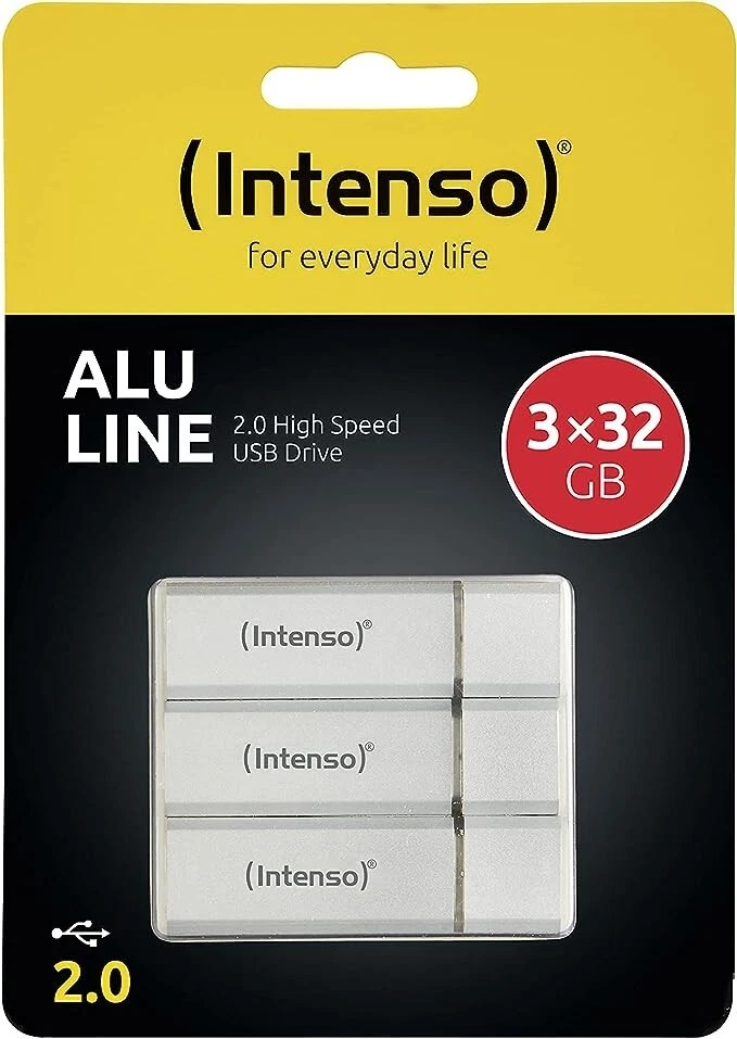 Intenso Alu Line - Chiavetta USB 2.0, 3 x 32 GB, colore: Argento - Immagine 1 di 1