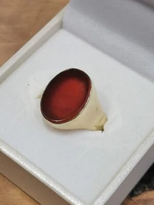 Signet Ring 333 Yellow Gold Carnelian 3.5 Grams Size 59 Vintage - Picture 1 of 8