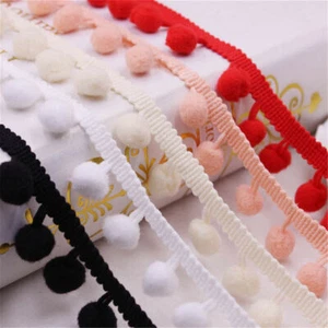 2 Yards Pom Pom Trim Ball Fringe Ribbon DIY Sewing Lace Knitted Fabric  =Craft - Picture 1 of 22