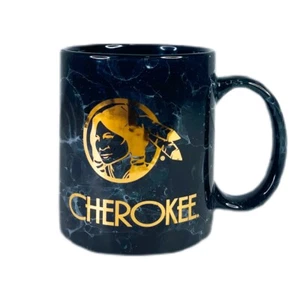 Cherokee Jeans Logo Becher Vintage Gold schwarz marmoriert Retro 1980er Jahre - Bild 1 von 5