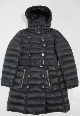 Burberry Brit Women's Puffer Belted Hood Jacket Black Goose Down Size M - Image 1 of 4