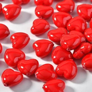 20Pcs/Lot 10*10Mm Red Love Heart Shape Resin Beads DIY Necklace Earrings Bracele - Picture 1 of 12