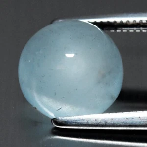 💎 3.79ct 9.5mm Round Cabochon Natural Blue Aquamarine - Unheated, Africa Gem - Picture 1 of 4