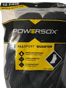 Calze uomo Powersox AllSport traspiranti quarto 12 paia nere grandi 6-12 - Foto 1 di 3