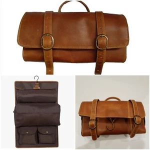 Canyon Outback Buffalo Mountain Hanging Leather Toiletry Bag-Distressed Tan - Picture 1 of 9