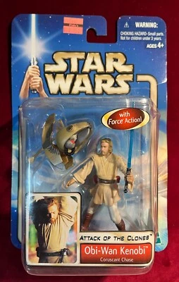 Star Wars AOTC #03 Obi-Wan Kenobi Coruscant Chase w/ Assassin Droid 3.75" figure - Image 1 of 4