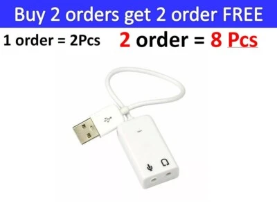 2Pcs External USB 2.0 3D Virtual 7.1 Channel Audio Sound Card Adapter PC Laptop - Image 1 of 4