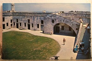 Florida FL St Augustine San Marcos Castle Courtyard Postcard Old Vintage Card PC