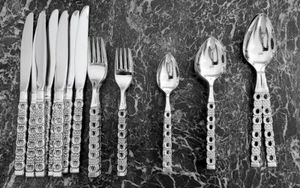 Service For 8 Oneida Applique Deluxe Stainless Flatware Never Used Set! USA Made - Picture 1 of 4