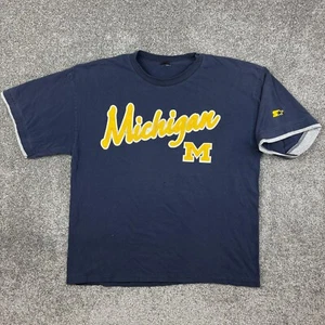 Vintage Michigan Wolverines Shirt Mens Large Navy Blue Bubble Letters Starter - Picture 1 of 6