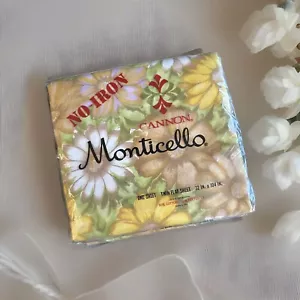 Vintage Cannon Monticello Twin Sheet Set Yellow Aloha NOS 2 Flat 1 Fitted - Picture 1 of 13