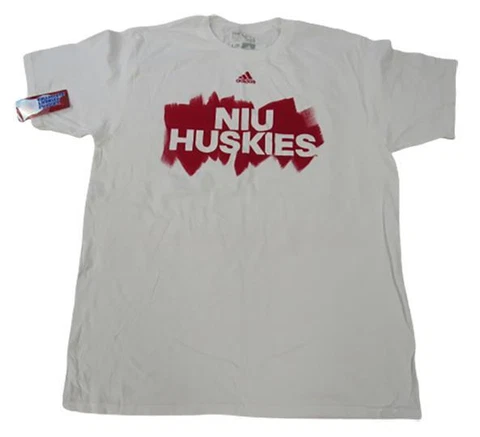 New NIU Northern Illinois Huskies Mens Size L Large White Adidas Shirt Cover
