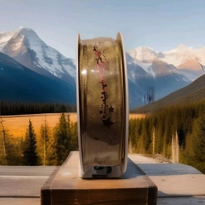 Olive Green W/red Star Design Wired  ribbon  1" By 25M/ 82FT made in France - Image 1 of 4