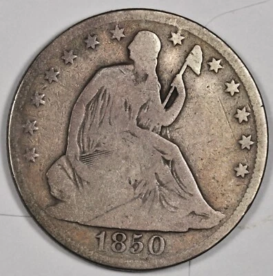 Medio dólar libertad sentada 1850-o.  Bueno.  198739 Foto 1 de 2