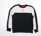 Jordan Boys Black Colourblock Cotton Pullover Sweatshirt Size 12-13 Years Pullov