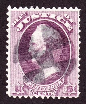 US O32 24c Justice Department Used F-VF w/ Maltese Cross Fancy Cancel SCV $425 - Image 1 of 2