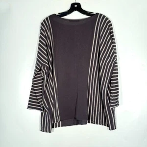 Nuevo con etiquetas Top tejido gris calce relajado a rayas mezcla algodón-viscosa hecho en Italia L/XL - Imagen 1 de 9