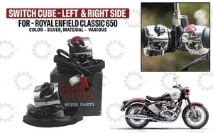 Silver Switch Cube RH "& LH Side Fit For Royal Enfield Classic 650" - Imagen 1 de 11