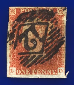 1841 SG12 1d orange-braun B1(6) LD Fine Hue London IS 12 gebraucht Cat 275£ dusv - Bild 1 von 3