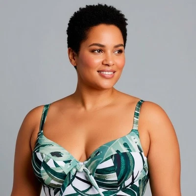 NEW Swim Cacique 42DDD Grand Palms Tropical Green Swim Top U/W Lined Balconette - Image 1 of 4