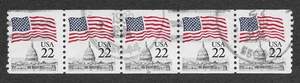 MMK Philately: US Scott #2115 PNC-5 Plate #21 usato 22c bandiera sopra Capitol Dome - Foto 1 di 2