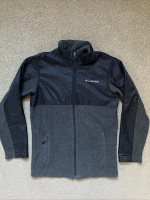 Chaqueta polar gris con cremallera Columbia talla M 10/12 para niños con superposición de nylon Foto 1 de 4