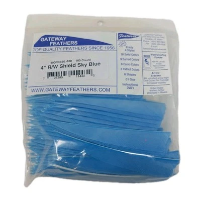 100 Pack Gateway Feathers 4" Right Wing: Shield Sky Blue 400RSSBL-100 - Image 1 of 3