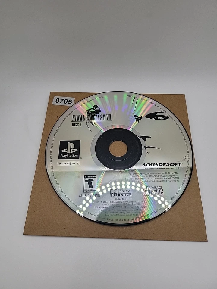 DISCO 3 Final Fantasy VIII 8 Sony Playstation 1 PS1 Videojuego Solo Disco Foto 1 de 1