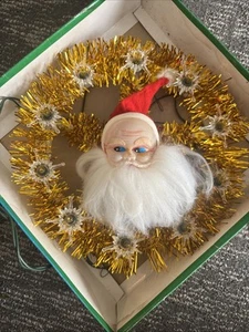 Vtg CHRISTMAS Trim SANTA Tree Top Topper 11 Flashing Lights.Gold Tinsel ::2 - Picture 1 of 10