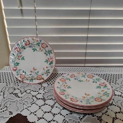 6 - Churchill Briar Rose Salad Plates 8" Excellent Condition, Beautiful Designs - Image 1 of 3