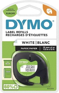 NEW! Authentic DYMO LetraTag Labels, 12mmx4m, Black/White, Self-Adhesive - Picture 1 of 10
