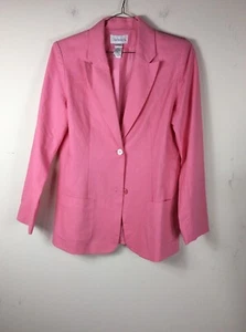 Chadwicks Womens 6T Tall Blazer Jacket Pink Two Button Long Sleeve Lined Fitted - Picture 1 of 7